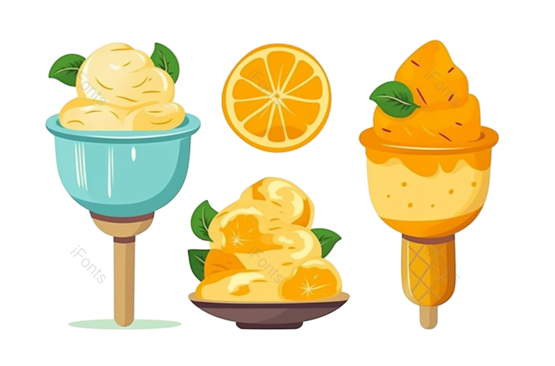 元素图片,夏天元素,甜品PNG,冰爽免抠素材